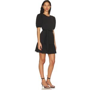 Nation Revolve Evangeline Black Puff Sleeve Cinched Waist Flirty Jersey Dress M